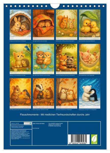 Produktbild: Flauschmomente - Mit niedlichen Tierfreundschaften durchs Jahr (Wandkalender 2027 DIN A4 hoch), CALVENDO Monatskalender
