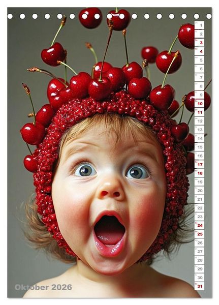 Produktbild: Babys in Bestform - Lustige Fr&uuml;chtchen (Tischkalender 2026 DIN A5 hoch), CALVENDO Monatskalender