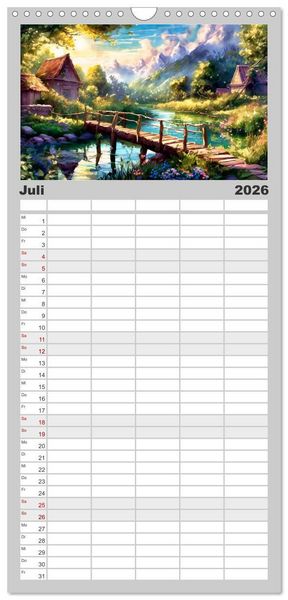Produktbild: Familienplaner 2026 - Landschaften im Jahreskreis mit 5 Spalten (Wandkalender, 21 x 45 cm) CALVENDO