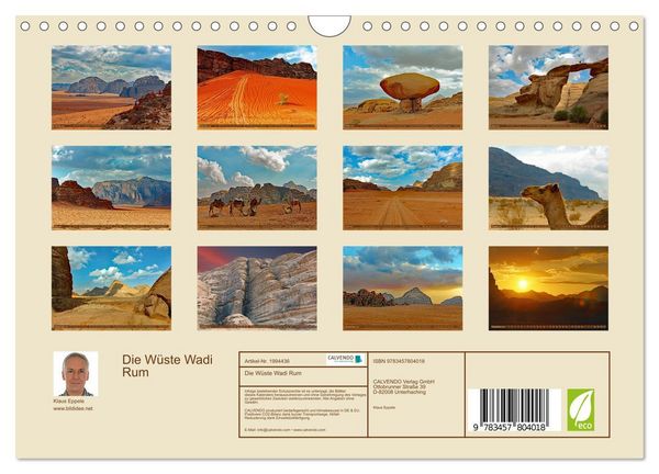 Produktbild: Die W&uuml;ste Wadi Rum (Wandkalender 2026 DIN A4 quer), CALVENDO Monatskalender