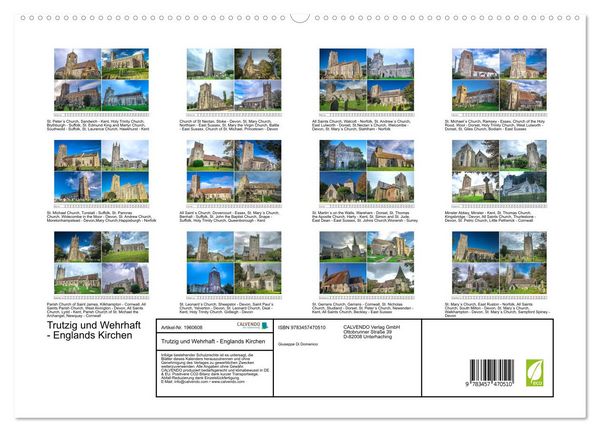 Produktbild: Trutzig und Wehrhaft - Englands Kirchen (hochwertiger Premium Wandkalender 2026 DIN A2 quer), Kunstdruck in Hochglanz