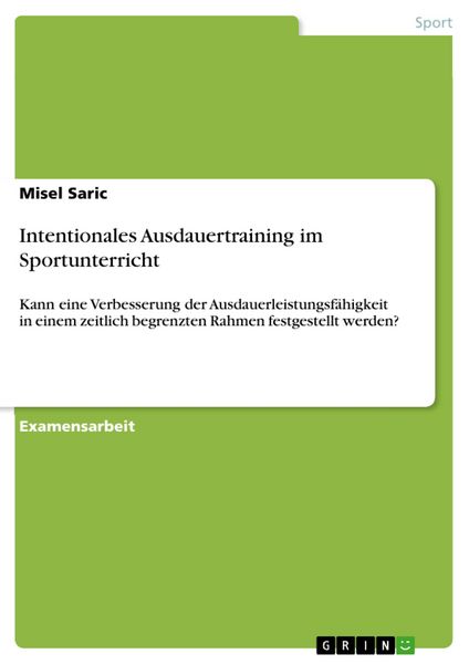 Produktbild: Intentionales Ausdauertraining im Sportunterricht
