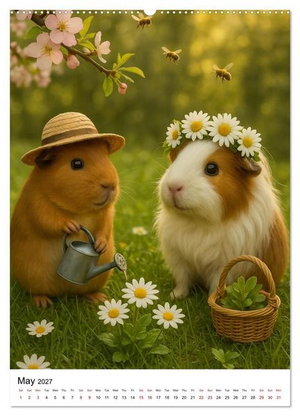 Produktbild: Guinea Pigs Cozy Moments (High Quality Premium Wall Calendar 2027 DIN A2 portrait),CALVENDO 12 Month Wall Calendar