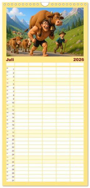 Produktbild: Familienplaner 2026 - Meine Familie, Kraftsport und ich mit 5 Spalten (Wandkalender, 21 x 45 cm) CALVENDO