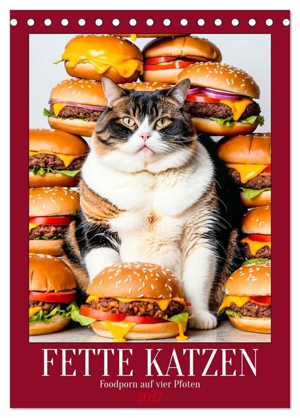 Produktbild: FETTE KATZEN - Foodporn auf vier Pfoten (Tischkalender 2027 DIN A5 hoch), CALVENDO Monatskalender