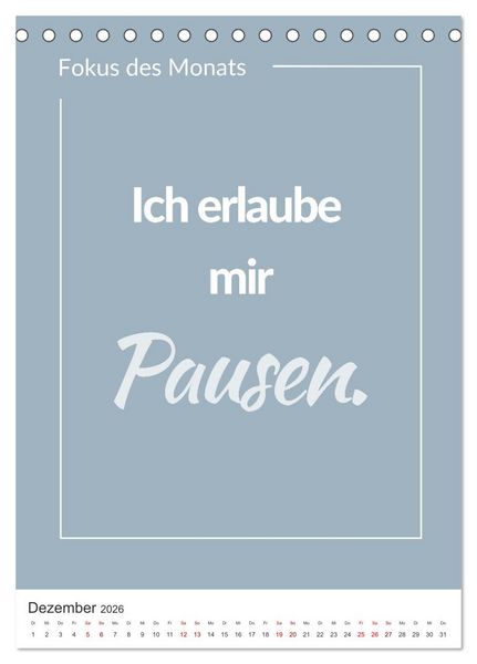 Produktbild: Achtsamkeitskalender: Mehr Achtsamkeit im Alltag mit dem Fokus des Monats (Tischkalender 2026 DIN A5 hoch), CALVENDO Monatskalender