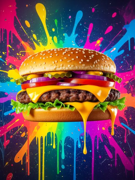 Produktbild: CALVENDO Puzzle Cheeseburger im Farbflash | 1000 Teile Lege-Gr&ouml;&szlig;e 64x48cm Foto-Puzzle f&uuml;r gl&uuml;ckliche Stunden