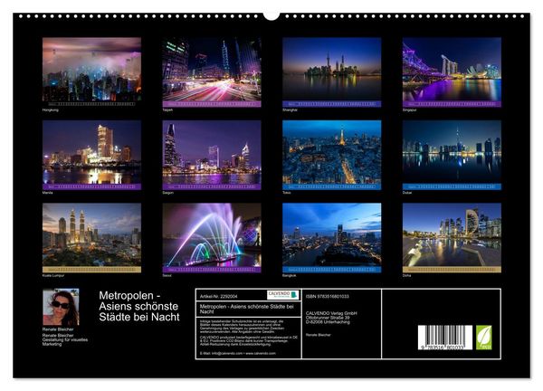 Produktbild: Metropolen - Asiens sch&ouml;nste St&auml;dte bei Nacht (hochwertiger Premium Wandkalender 2027 DIN A2 quer), Kunstdruck in Hochglanz