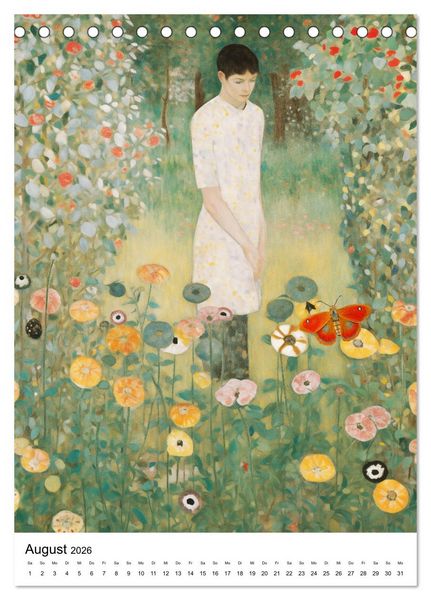 Produktbild: K&uuml;nstliche Impressionen. Ein Jahr in Klimts Natur. (Tischkalender 2026 DIN A5 hoch), CALVENDO Monatskalender