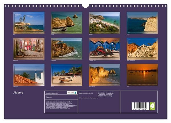 Produktbild: Algarve (Wandkalender 2026 DIN A3 quer), CALVENDO Monatskalender