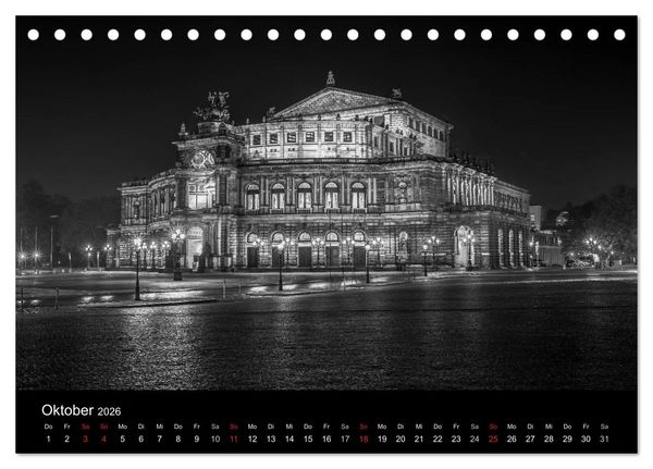 Produktbild: Dresden - Elbflorenz bei Nacht (Tischkalender 2026 DIN A5 quer), CALVENDO Monatskalender