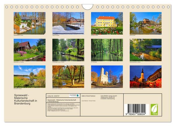 Produktbild: Spreewald - Malerische Kulturlandschaft in Brandenburg (Wandkalender 2026 DIN A4 quer), CALVENDO Monatskalender