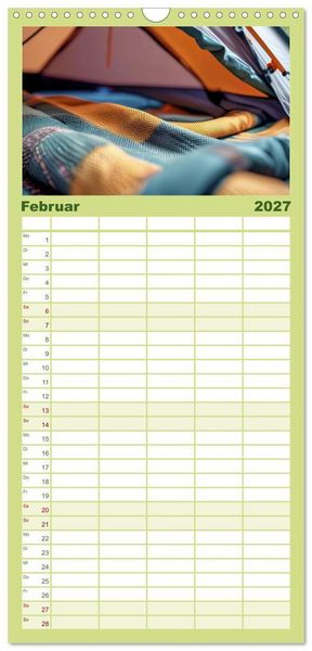 Produktbild: Familienplaner 2027 - Camping-Life und Abenteuer mit 5 Spalten (Wandkalender, 21 x 45 cm) CALVENDO