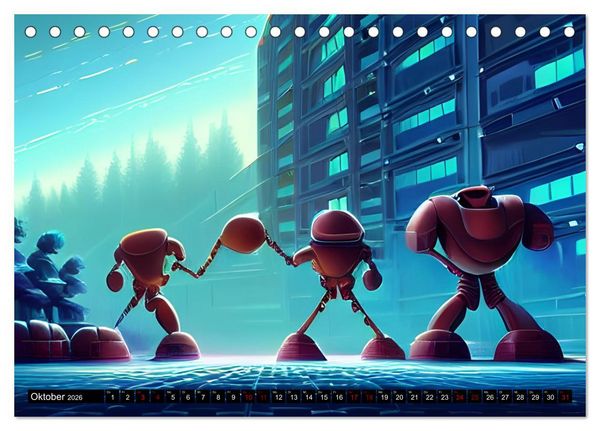 Produktbild: Roboter - Computertr&auml;ume aus der KI (Tischkalender 2026 DIN A5 quer), CALVENDO Monatskalender