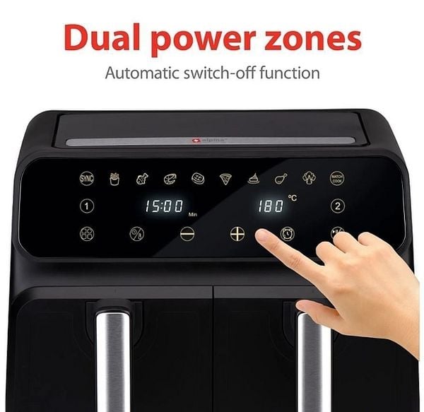 ALPINA Doppel-Heißluftfritteuse Airfryer, 1700 Watt, 8 Liter, Schwarz