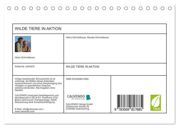 Produktbild: WILDE TIERE IN AKTION (Tischkalender 2027 DIN A5 quer), CALVENDO Monatskalender