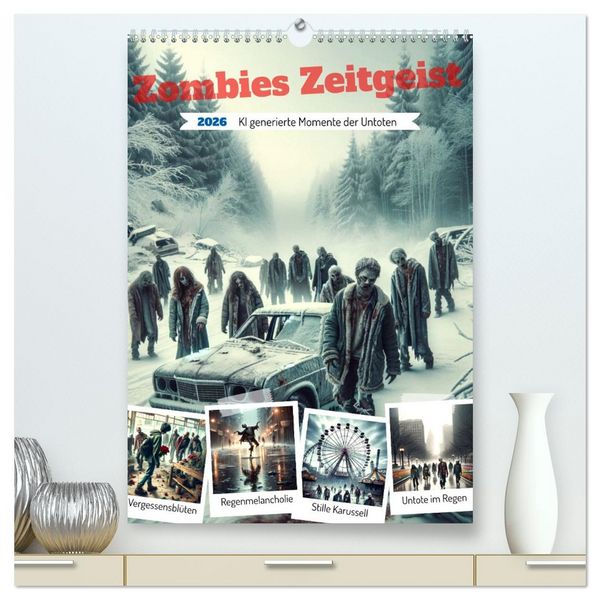 Zombies Zeitgeist - KI generierte Momente der Untoten (hochwertiger Premium Wandkalender 2026 DIN A2 hoch), Kunstdruck in Hochglanz