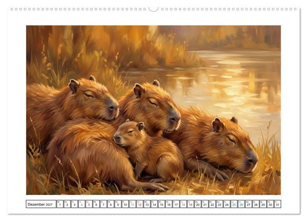 Produktbild: Capybara &ndash; Ein Nachmittag am Fluss (Wandkalender 2027 DIN A2 quer), CALVENDO Monatskalender
