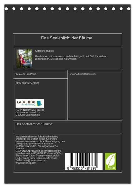 Produktbild: Das Seelenlicht der B&auml;ume (Tischkalender 2026 DIN A5 hoch), CALVENDO Monatskalender