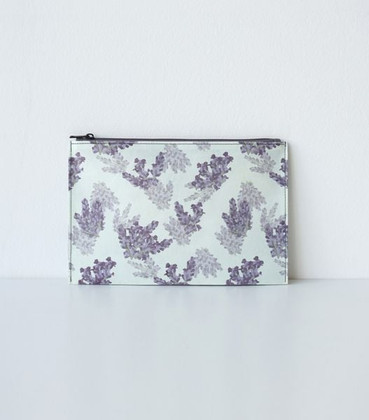 Produktbild: Koreanische Hanji-Papiertasche Federm&auml;ppchen Kosmetiktasche &ndash; Lila/Lavendel - aus traditionellem Hanji-Papier &ndash; mit Rei&szlig;verschluss