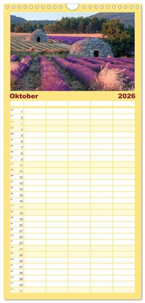 Produktbild: Familienplaner 2026 - Provence, Lavendelzeit in S&uuml;dfrankreich mit 5 Spalten (Wandkalender, 21 x 45 cm) CALVENDO