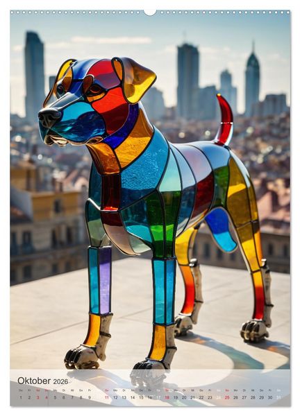 Produktbild: Tiere aus Glas - Hunde (hochwertiger Premium Wandkalender 2026 DIN A2 hoch), Kunstdruck in Hochglanz