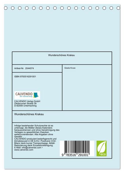 Produktbild: Wundersch&ouml;nes Krakau (Tischkalender 2026 DIN A5 hoch), CALVENDO Monatskalender