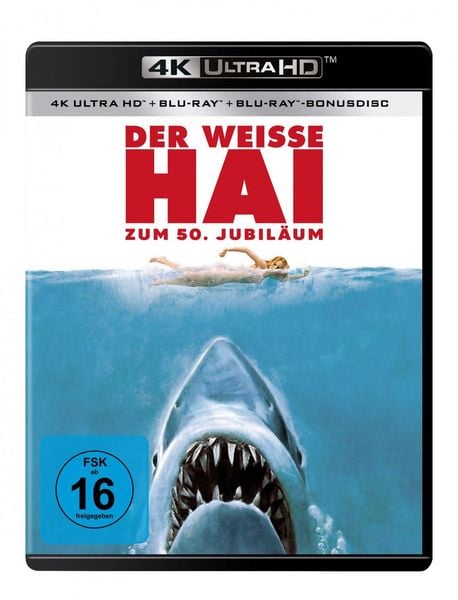 Produktbild: Der wei&szlig;e Hai - 50th Anniversary (4K Ultra HD) (+ Blu-ray) (+ Bonus-Blu-ray)