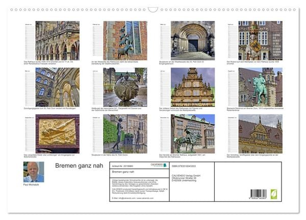 Produktbild: Bremen ganz nah (Wandkalender 2026 DIN A2 quer), CALVENDO Monatskalender
