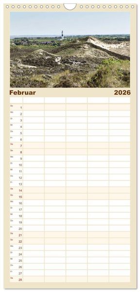 Produktbild: Familienplaner 2026 - Vielf&auml;ltiges Sylt - Mehr als Strand mit 5 Spalten (Wandkalender, 21 x 45 cm) CALVENDO