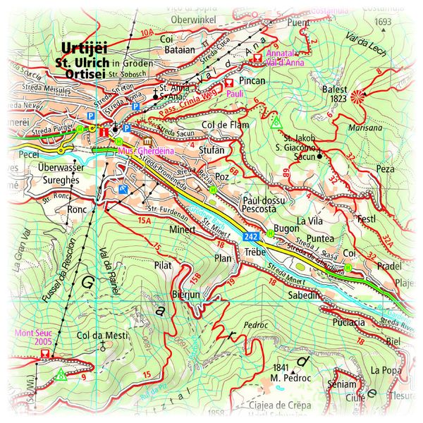 Produktbild: Publicpress Rad- und Wanderkarte Gr&ouml;dnertal, Seiser Alm / Val Gardena, Alpe di Siusi 1:35.000