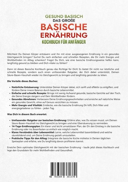 Produktbild: Gesund Basisch - Das gro&szlig;e Basische Ern&auml;hrung Kochbuch f&uuml;r Anf&auml;nger