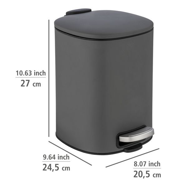 Produktbild: Treteimer Mod. Alassio, Grau 5 L, mit Easy-Close Absenkautomatik