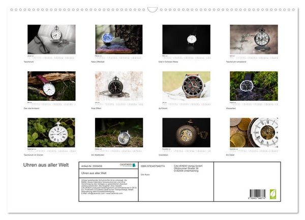 Produktbild: Uhren aus aller Welt (Wandkalender 2026 DIN A2 quer), CALVENDO Monatskalender