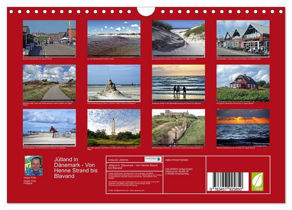 Produktbild: J&uuml;tland in D&auml;nemark - Von Henne Strand bis Blavand (Wandkalender 2026 DIN A4 quer), CALVENDO Monatskalender