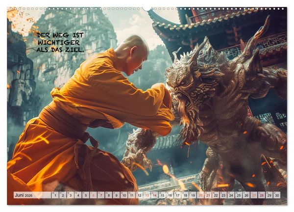 Produktbild: Shaolin M&ouml;nche - Weisheit und Disziplin (Wandkalender 2026 DIN A2 quer), CALVENDO Monatskalender