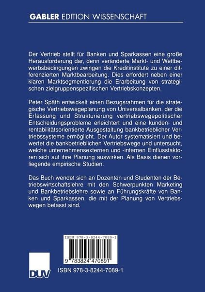 Produktbild: Strategische Vertriebswegeplanung von Universalbanken