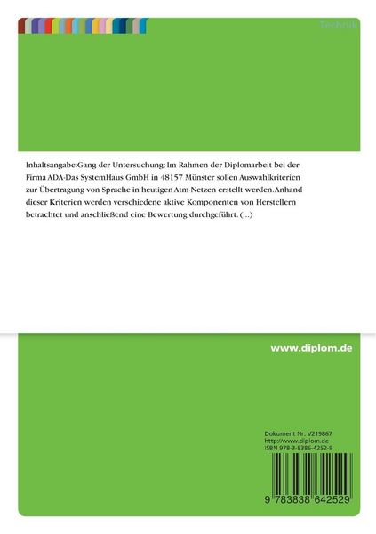 Produktbild: Kriterien f&uuml;r Auswahl und Bewertung markt&uuml;blicher, aktiver Komponenten zur &Uuml;bertragung von Sprache in ATM-Netzen