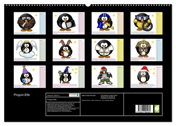 Produktbild: Pinguin-Elfe (hochwertiger Premium Wandkalender 2026 DIN A2 quer), Kunstdruck in Hochglanz
