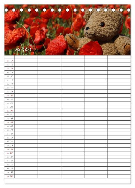 Produktbild: Der Teddyb&auml;ren-Familienplaner (Tischkalender 2026 DIN A5 hoch), CALVENDO Monatskalender