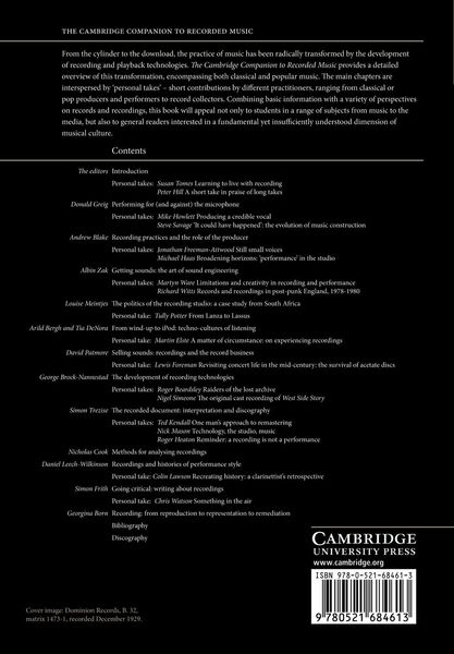 Produktbild: The Cambridge Companion to Recorded Music