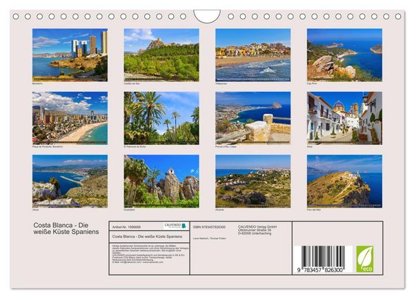 Produktbild: Costa Blanca - Die wei&szlig;e K&uuml;ste Spaniens (Wandkalender 2026 DIN A4 quer), CALVENDO Monatskalender