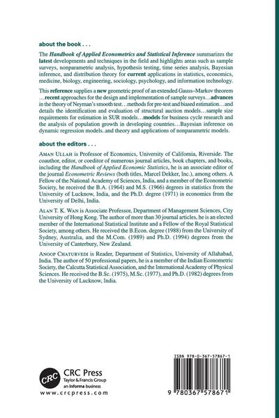 Produktbild: Handbook Of Applied Econometrics And Statistical Inference