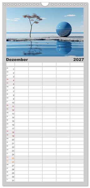 Produktbild: Familienplaner 2027 - Surrealer Minimalismus mit 5 Spalten (Wandkalender, 21 x 45 cm) CALVENDO