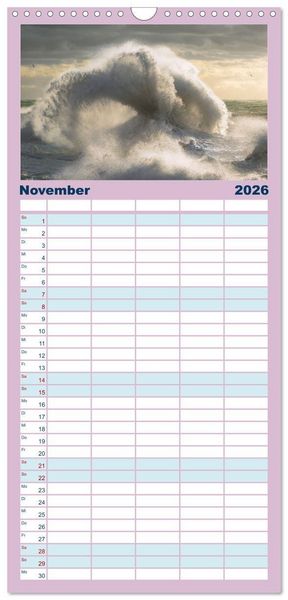 Produktbild: Familienplaner 2026 - Wellen Konzert mit 5 Spalten (Wandkalender, 21 x 45 cm) CALVENDO