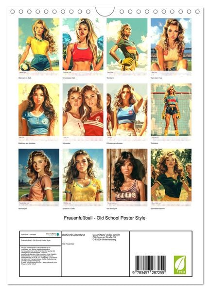 Produktbild: Frauenfu&szlig;ball - Old School Poster Style (Wandkalender 2026 DIN A4 hoch), CALVENDO Monatskalender