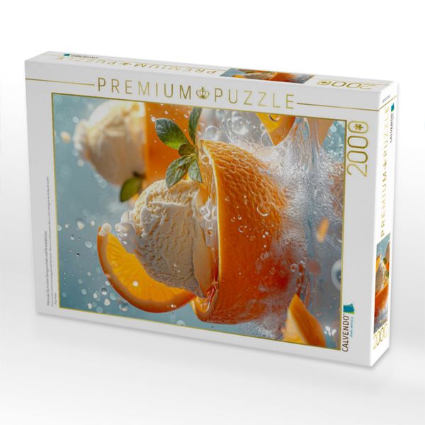 Produktbild: CALVENDO Puzzle Maracuja-Eis in einer Orangenschale und Minzebl&auml;ttchen | 2000 Teile Lege-Gr&ouml;&szlig;e 90x67cm Foto-Puzzle f&uuml;r gl&uuml;ckliche Stunden