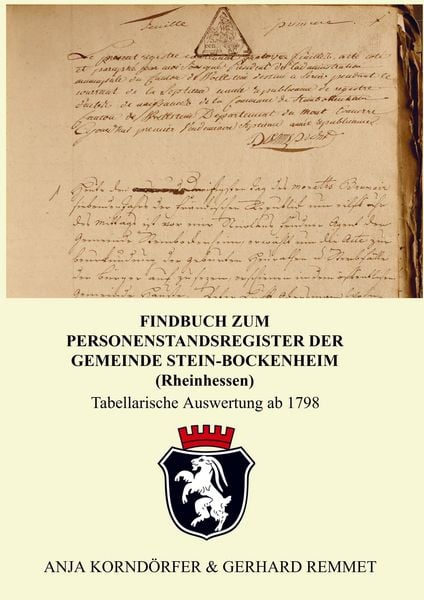 Produktbild: Findbuch zum Personenstandsregister der Gemeinde Stein-Bockenheim / Rheinhessen