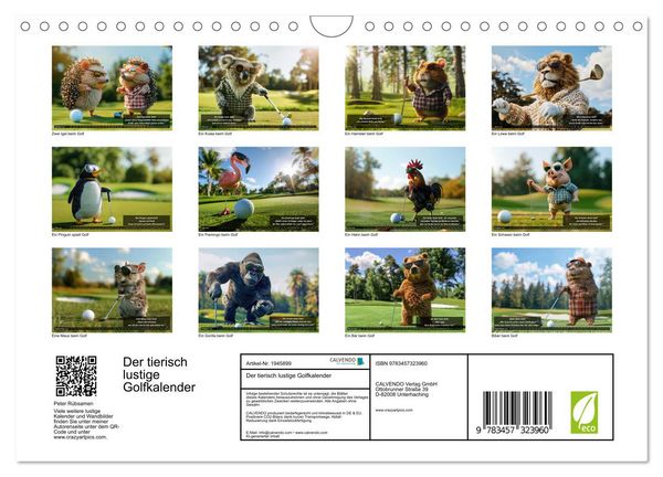 Produktbild: Der tierisch lustige Golfkalender (Wandkalender 2026 DIN A4 quer), CALVENDO Monatskalender