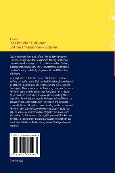 Produktbild: Die elliptischen Funktionen und ihre Anwendungen